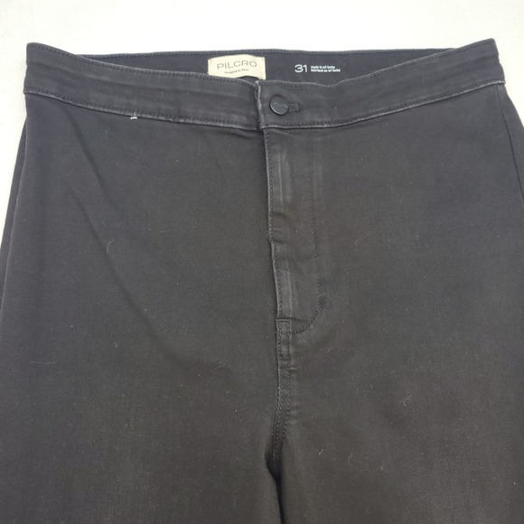 Pilcro Flare Jeans Womens 31 Black High Rise Dark Wash Denim - Picture 2 of 11